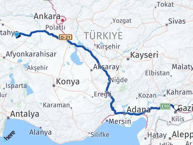 Eskişehir Çifteler Gaziantep Arası Kaç Km - Yol Haritası