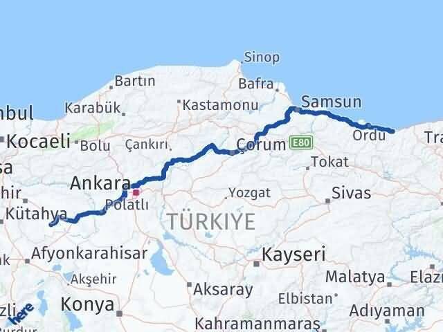 Eskişehir Çifteler Giresun Arası Kaç Km - Yol Haritası