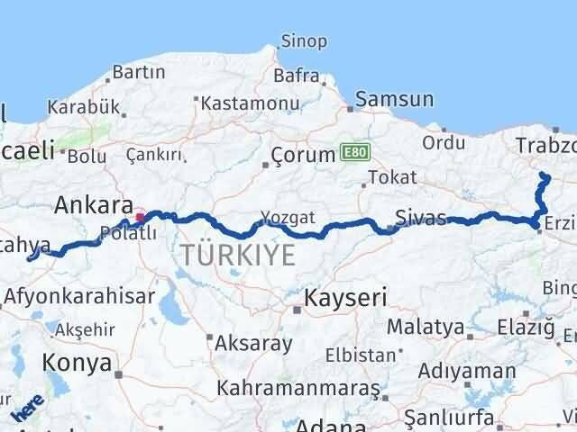 Eskişehir Çifteler Gümüşhane Arası Kaç Km - Yol Haritası