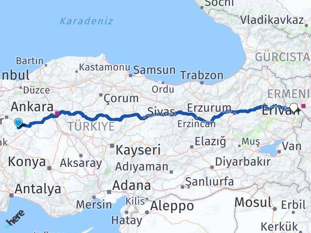 Eskişehir Çifteler Iğdır Arası Kaç Km - Yol Haritası