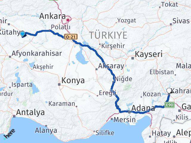 Eskişehir Çifteler Kahramanmaraş Arası Kaç Km - Yol Haritası