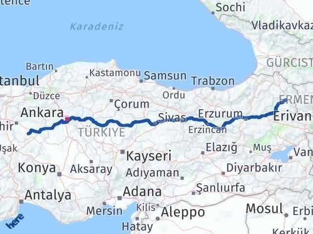 Eskişehir Çifteler Kars Arası Kaç Km - Yol Haritası