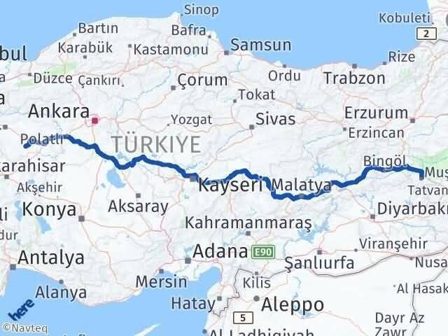 Eskişehir Çifteler Muş Arası Kaç Km - Yol Haritası