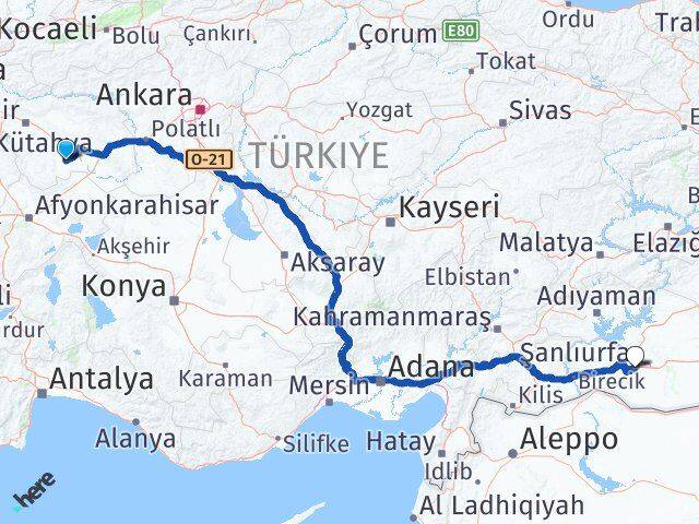 Eskişehir Çifteler Şanlıurfa Arası Kaç Km - Yol Haritası