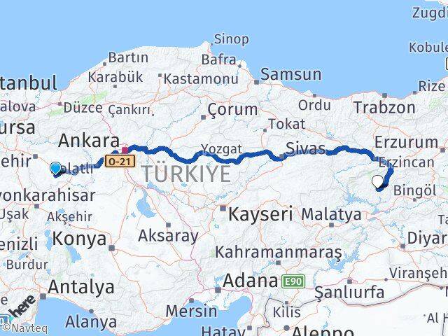 Eskişehir Çifteler Tunceli Arası Kaç Km - Yol Haritası