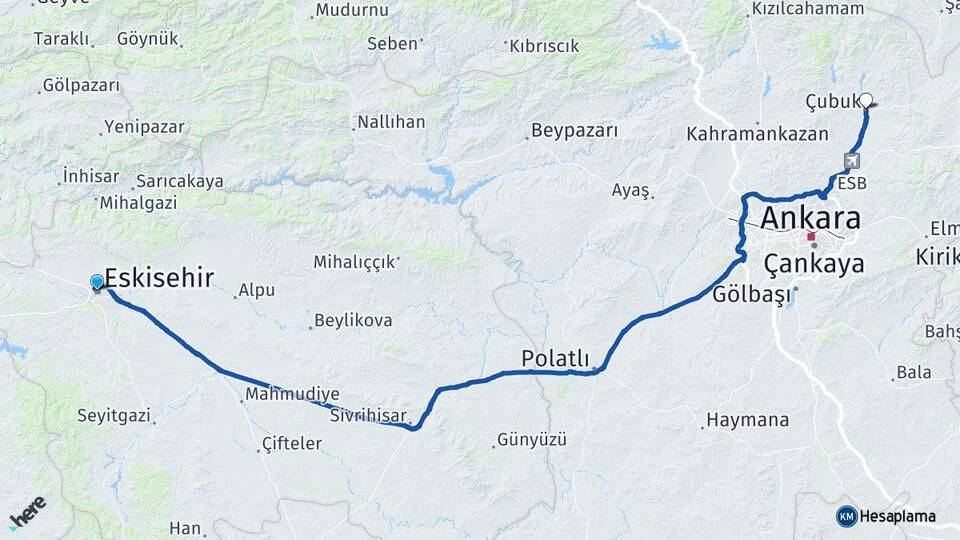 Eskişehir Çubuk Arası Kaç Km - Yol Tarifi
