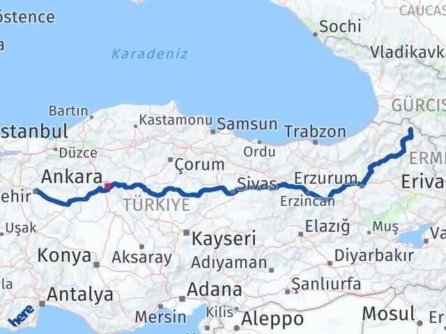 Eskişehir Damal Ardahan Arası Kaç Km - Yol Haritası