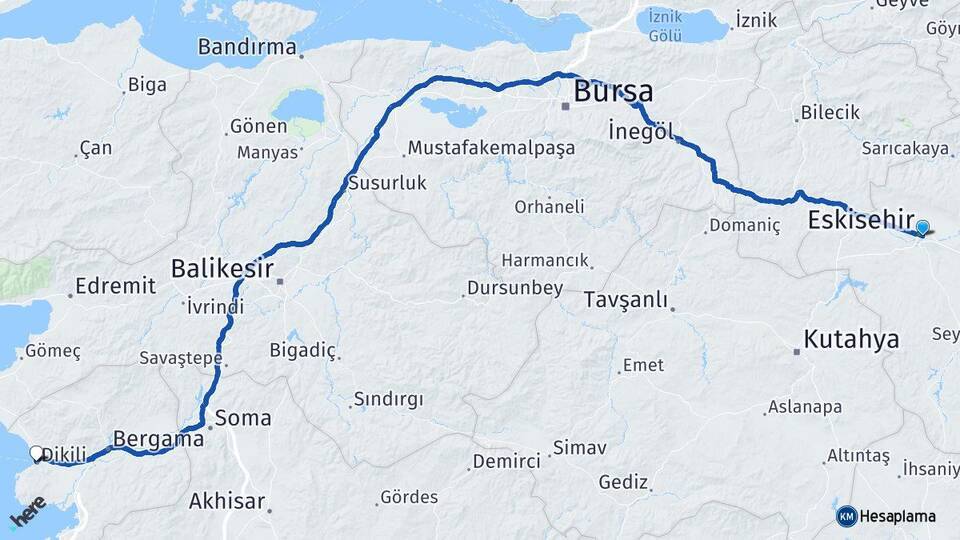 Eskişehir Dikili Arası Kaç Km - Yol Tarifi