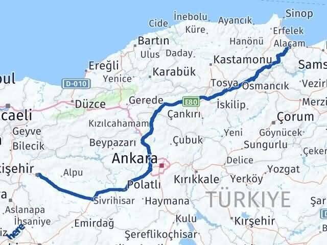 Eskişehir Dikmen Sinop Arası Kaç Km - Yol Haritası