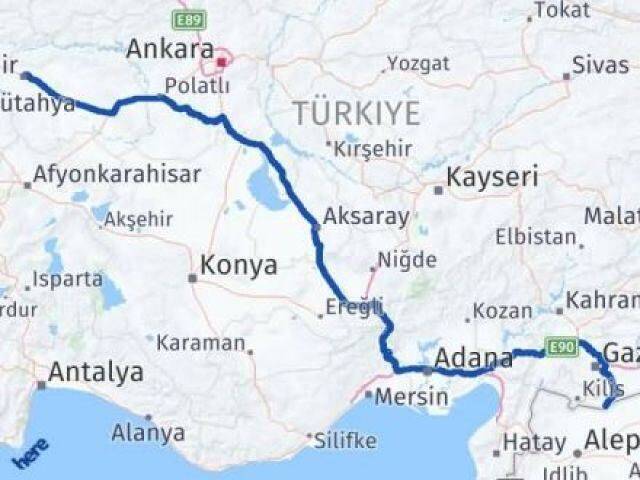 Eskişehir Elbeyli Kilis Arası Kaç Km - Yol Haritası