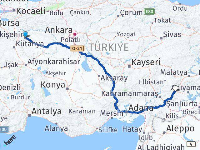 Eskişehir Gölbaşı Adıyaman Arası Kaç Km - Yol Haritası