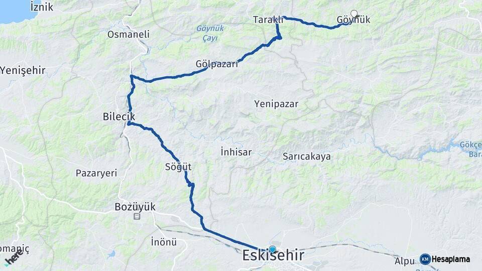 Eskişehir Göynük Bolu Arası Kaç Km - Yol Haritası
