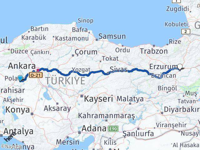 Günyüzü Erzurum Arası Kaç Km - Yol Tarifi