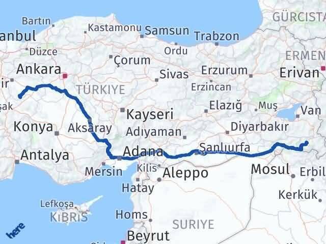Eskişehir Han Hakkari Arası Kaç Km - Yol Haritası