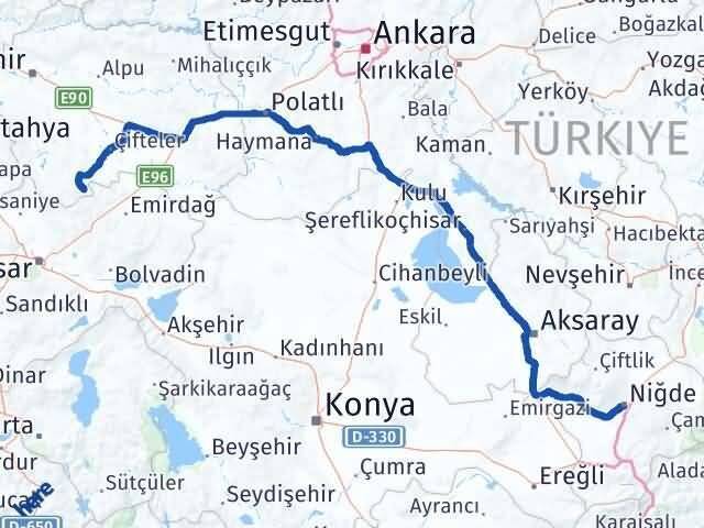 Eskişehir Han Niğde Arası Kaç Km - Yol Haritası