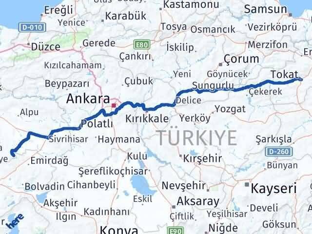 Eskişehir Han Tokat Arası Kaç Km - Yol Haritası