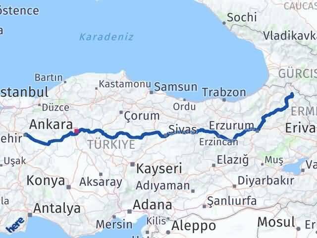 Eskişehir Hanak Ardahan Arası Kaç Km - Yol Haritası