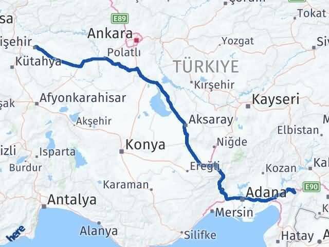 Eskişehir Hasanbeyli Osmaniye Arası Kaç Km - Yol Haritası