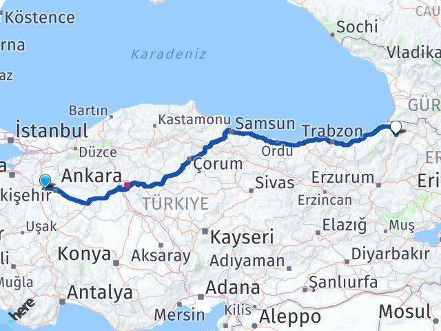 İnönü Artvin Arası Kaç Km - Yol Tarifi