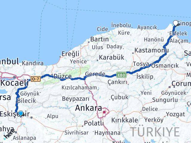 İnönü Sinop Arası Kaç Km - Yol Tarifi