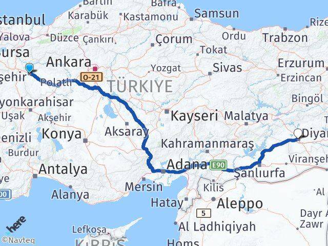 Eskişehir Kayapınar Diyarbakır Arası Kaç Km - Yol Haritası