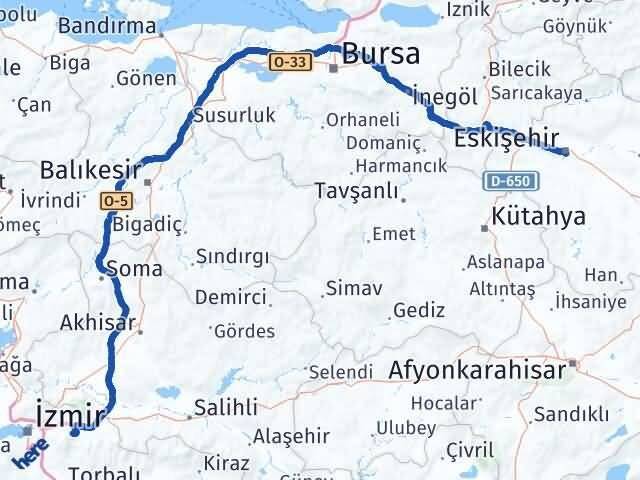 Eskişehir Kemalpaşa İzmir Arası Kaç Km - Yol Haritası