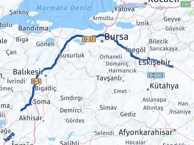 Eskişehir Kınık İzmir Arası Kaç Km - Yol Haritası