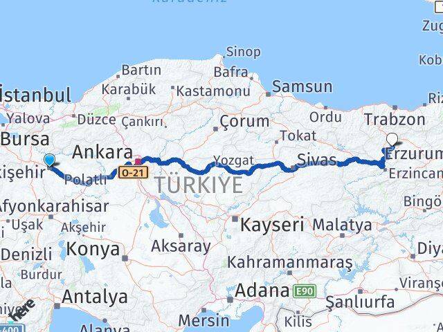 Eskişehir Köse Gümüşhane Arası Kaç Km - Yol Haritası
