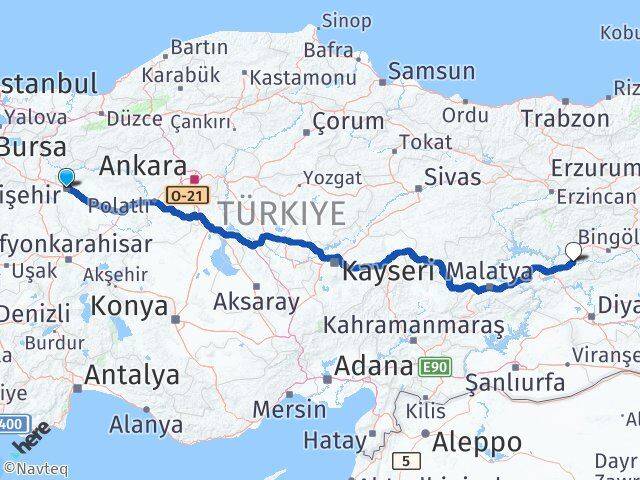 Eskişehir Kovancılar Elazığ Arası Kaç Km - Yol Haritası