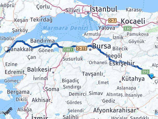 Mahmudiye Çanakkale Arası Kaç Km - Yol Tarifi