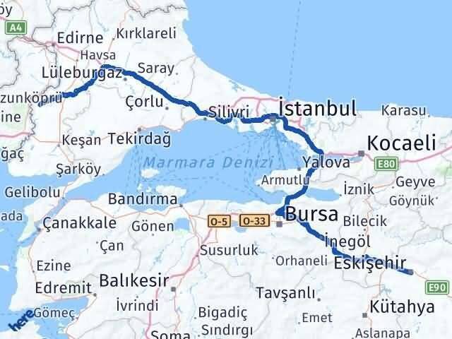 Eskişehir Meriç Arası Kaç Km - Yol Tarifi