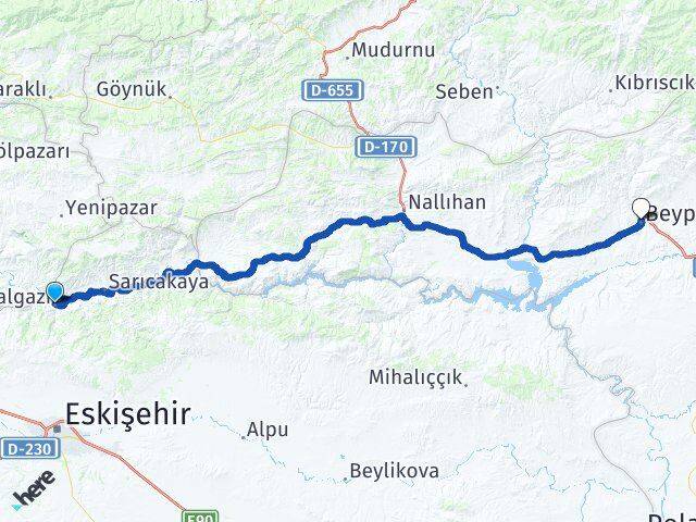Eskişehir Mihalgazi Beypazarı Ankara Arası Kaç Km - Yol Haritası