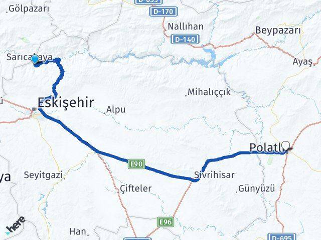 Eskişehir Mihalgazi Polatlı Ankara Arası Kaç Km - Yol Haritası