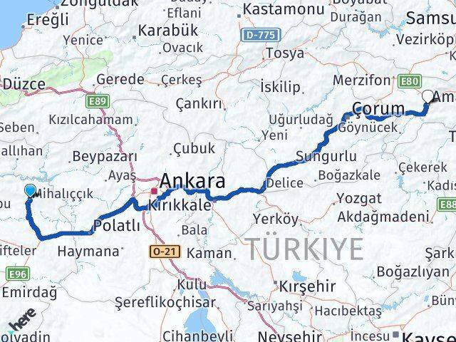 Mihalıççık Amasya Arası Kaç Km - Yol Tarifi