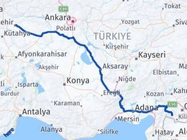 Eskişehir Musabeyli Kilis Arası Kaç Km - Yol Haritası
