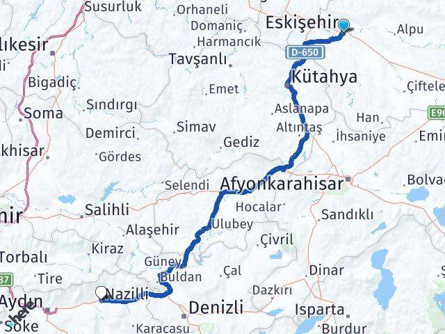 Eskişehir Nazilli Aydın Arası Kaç Km - Yol Haritası