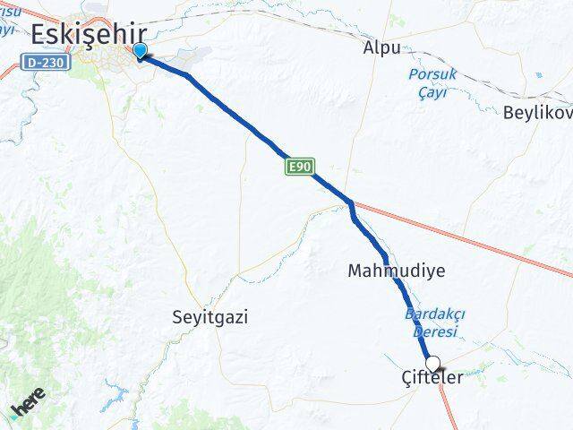 71 Evler Çifteler Arası Kaç Km - Yol Tarifi