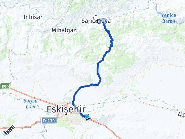 71 Evler Sarıcakaya Arası Kaç Km - Yol Tarifi