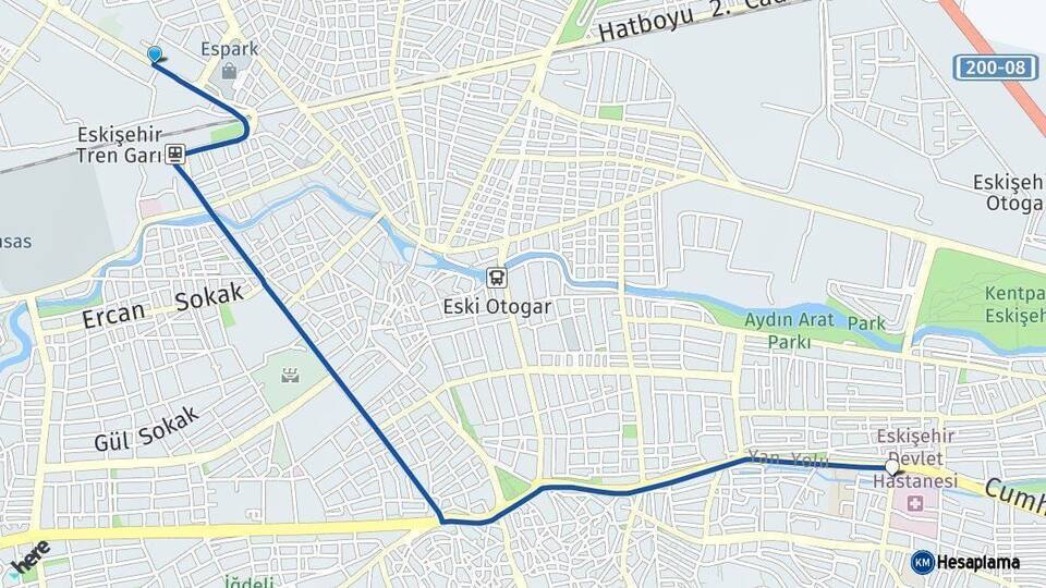 Eskişehir Odunpazarı Arası Kaç Km - Yol Haritası