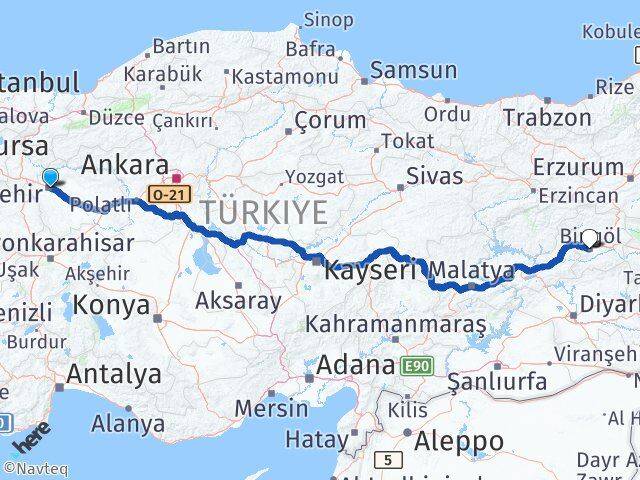 Odunpazarı Bingöl Arası Kaç Km - Yol Tarifi