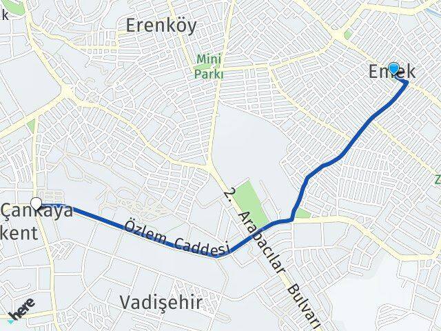 Eskişehir Odunpazarı Emek Çankaya Odunpazarı Arası Kaç Km - Yol Haritası