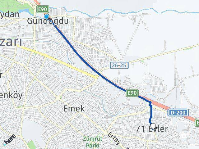 Gündoğdu 71 Evler Arası Kaç Km - Yol Tarifi
