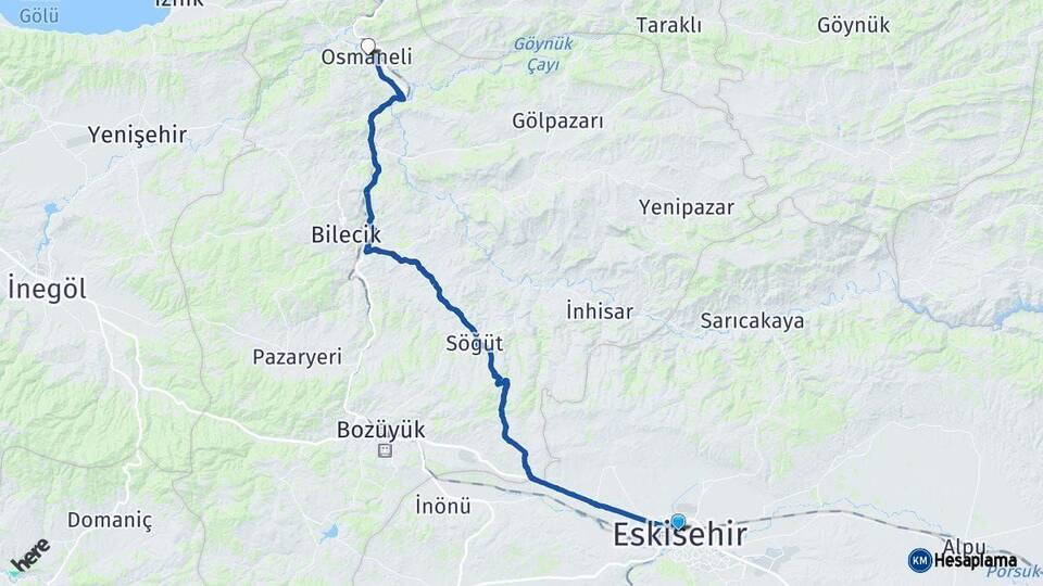 Eskişehir Osmaneli Bilecik Arası Kaç Km - Yol Haritası