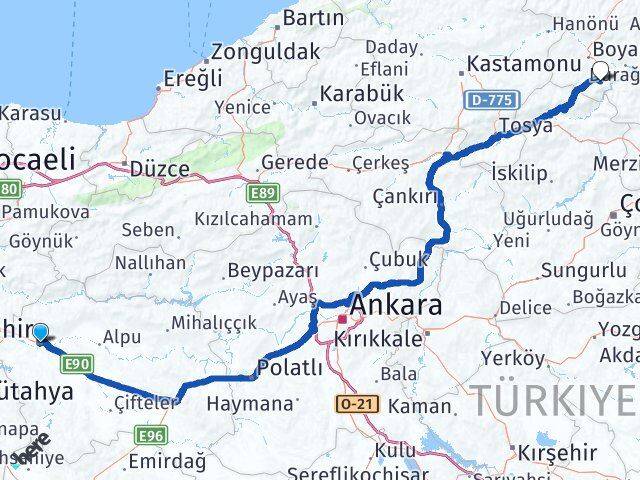 Eskişehir Saraydüzü Sinop Arası Kaç Km - Yol Haritası