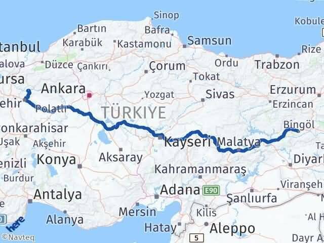 Sarıcakaya Bingöl Arası Kaç Km - Yol Tarifi