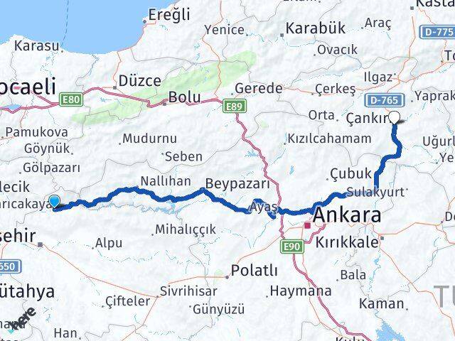 Sarıcakaya Çankırı Arası Kaç Km - Yol Tarifi
