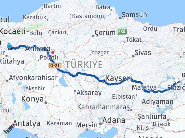Sarıcakaya Elazığ Arası Kaç Km - Yol Tarifi
