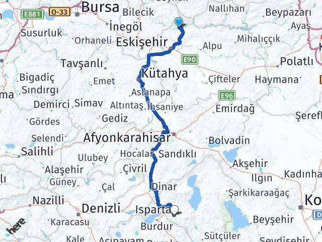 Sarıcakaya Isparta Arası Kaç Km - Yol Tarifi