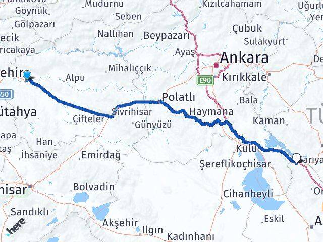 Eskişehir Sarıyahşi Aksaray Arası Kaç Km - Yol Haritası