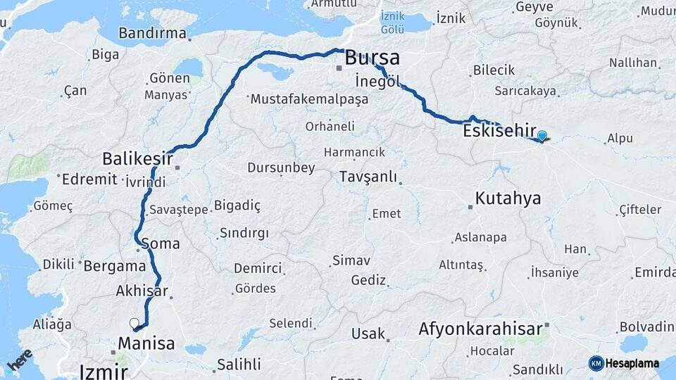 Eskişehir Saruhanlı Manisa Arası Kaç Km - Yol Haritası
